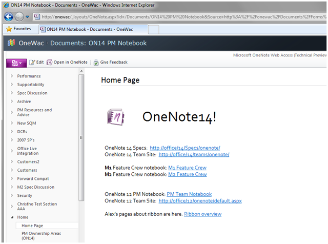 OFFICE web apps OneNote
